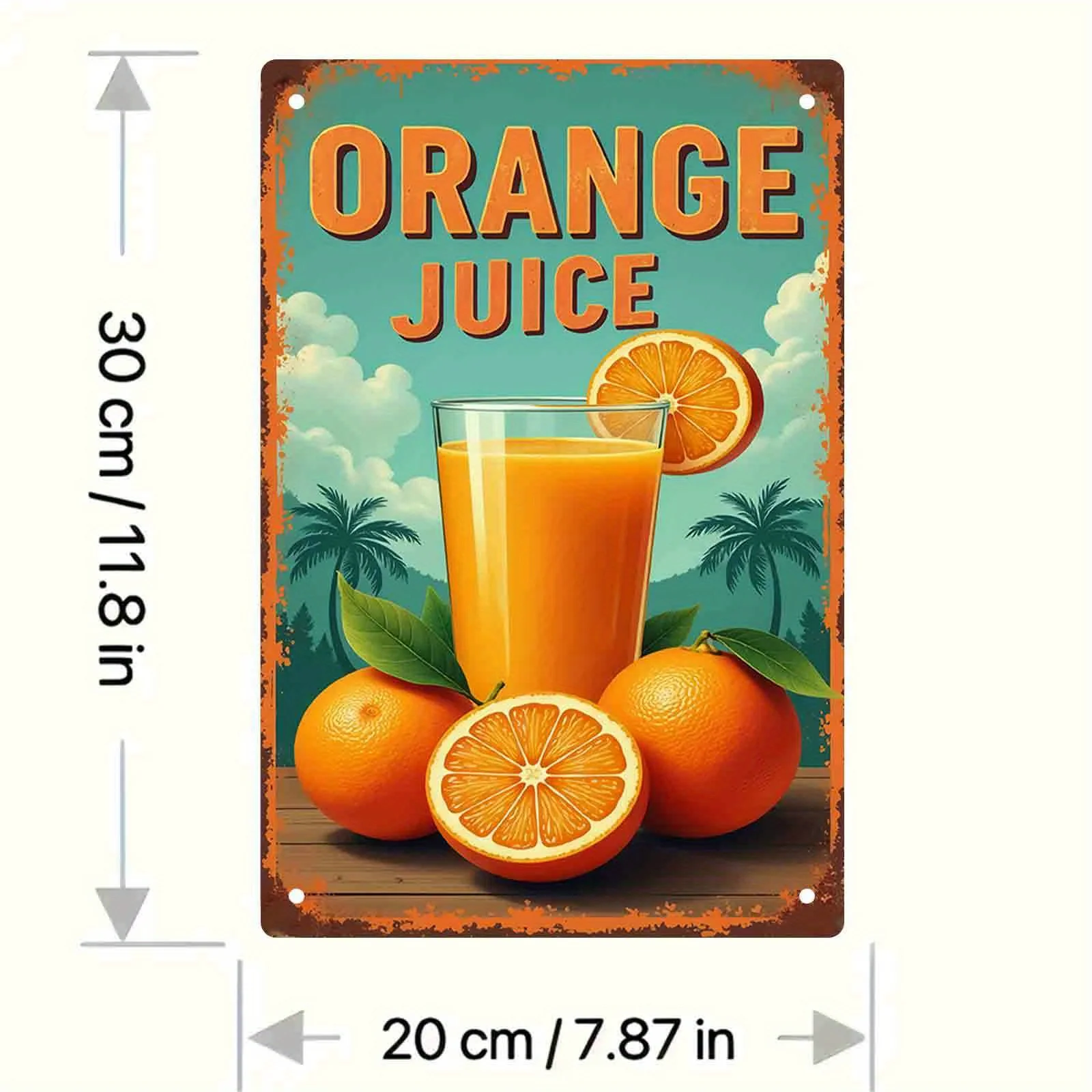 2D Flat, [2D Flat]2D Flat, 2D Sign with Freshly Squeezed Orange Design, Rustproof And, No Drilling Required. Suitable, Walls, Sh