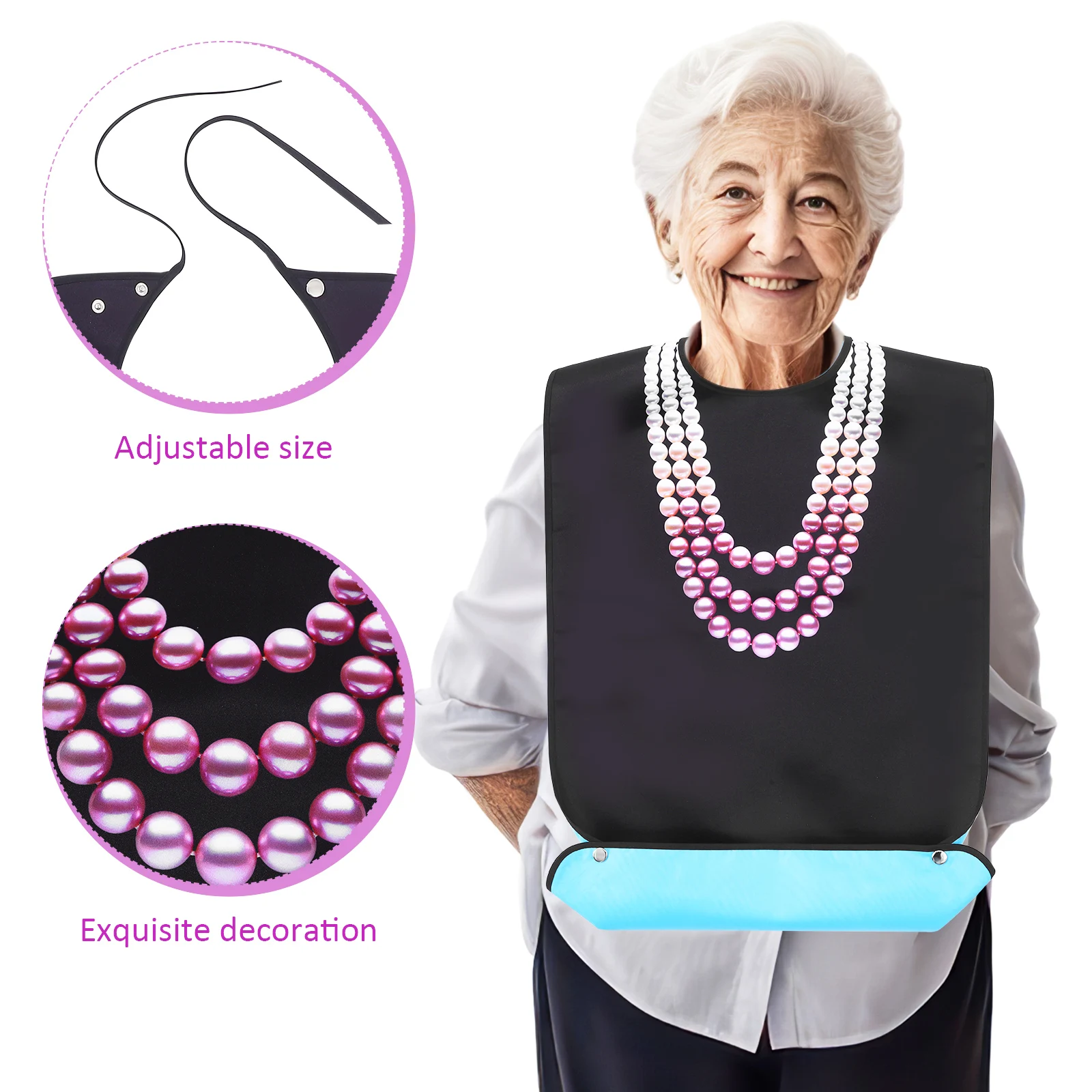 

2 Pcs Adult Bibs Women Eating Accessories Washable Polyester Adjustable Size Stain Prevention Comfortable Material Dinner Bib