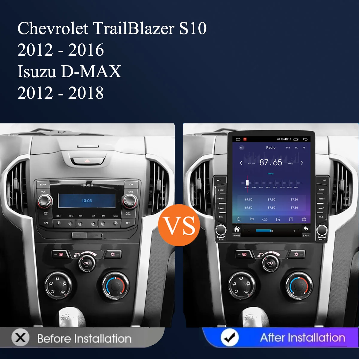 8G+128G Android14 For Chevrolet TrailBlazer S10 Isuzu D-MAX 2012 - 2018 Car Radio Audio Multimedia Stereo PC Tablet GPS 2Din DVD