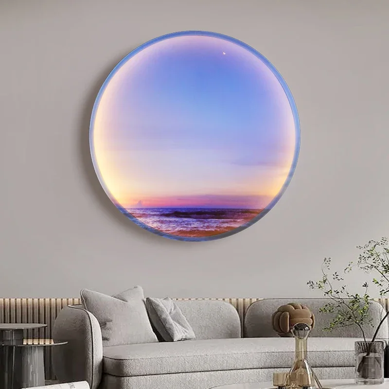 

Circle Porch LED Wall Lamps Luxury Bedroom Bedhead Decoration Painting Cosmic Starry Sky For Corridor Living Study Room Fixtures