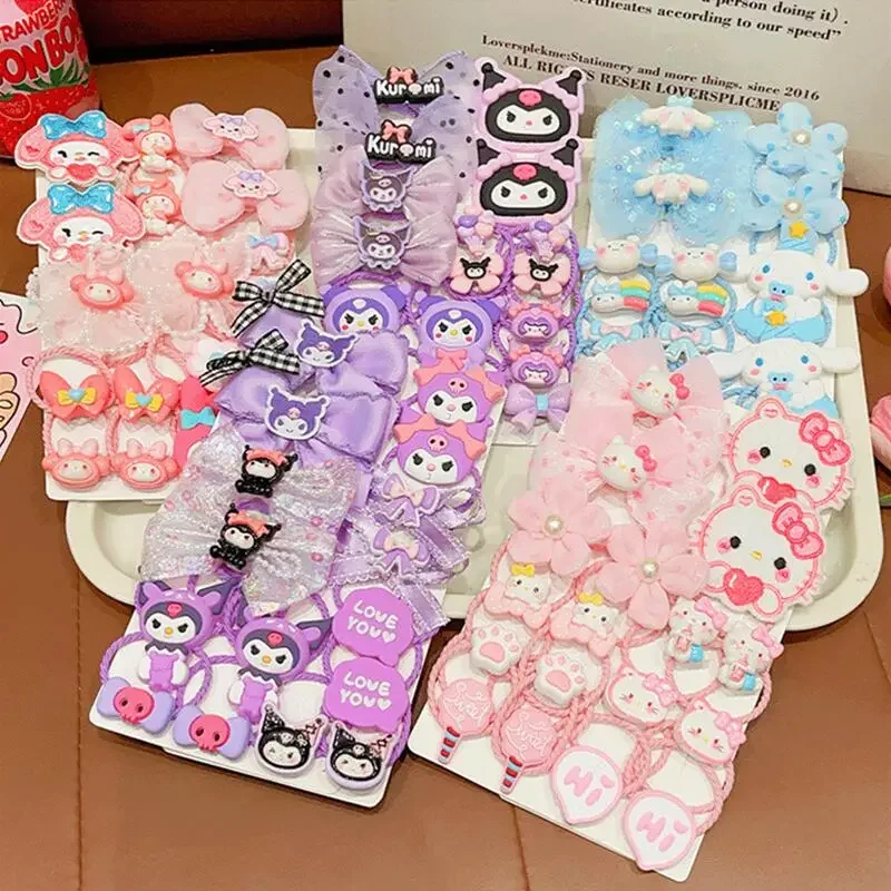 Sanrio Hello Kitty bandas elásticas para el cabello dibujos animados lindos Kuromi moda accesorios portátiles para el cabello cuerda para el cabello regalos de vacaciones para niñas