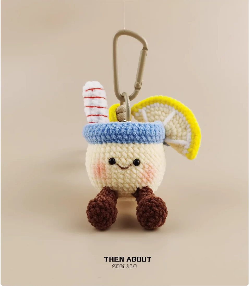 Cute lemonade teacup bag pendant pendant Keychain niche high-grade gift for people.