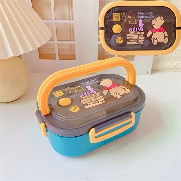 Disney Stitch Cartoon Portable Lunch Box Airtight Bento for Kids Students High Capacity Double Layer Office Portable Lunch Box