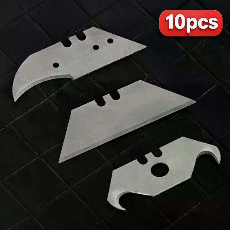 10Pcs Steel Utility Knife Replacement Blades Long Service Life Sharp for Woodworking DIY Craft Cutting Work