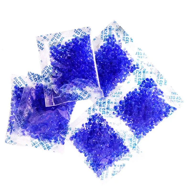 10/20/50 Pcs 5g Blue Non-Toxic Silica Gel Sachets Desiccant Damp Kitchen Room Living Moisture Dehumidifier Absorber Bag Reusable