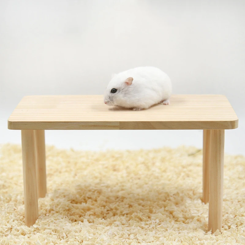 Hamster Play Wooden Platform Small Pet Playing Stand Putting Food Bowl Water Table Cage Accessory Hamster Climbing Supplies