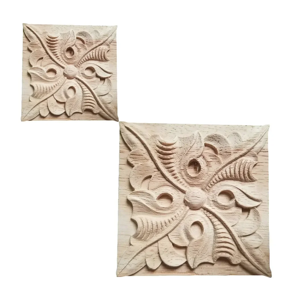 8cm 15cm Vintage Unpainted Wood Carved Decal Corner Onlay Applique Frame Home Decoration Accessories Furniture Wall Decor Crafts