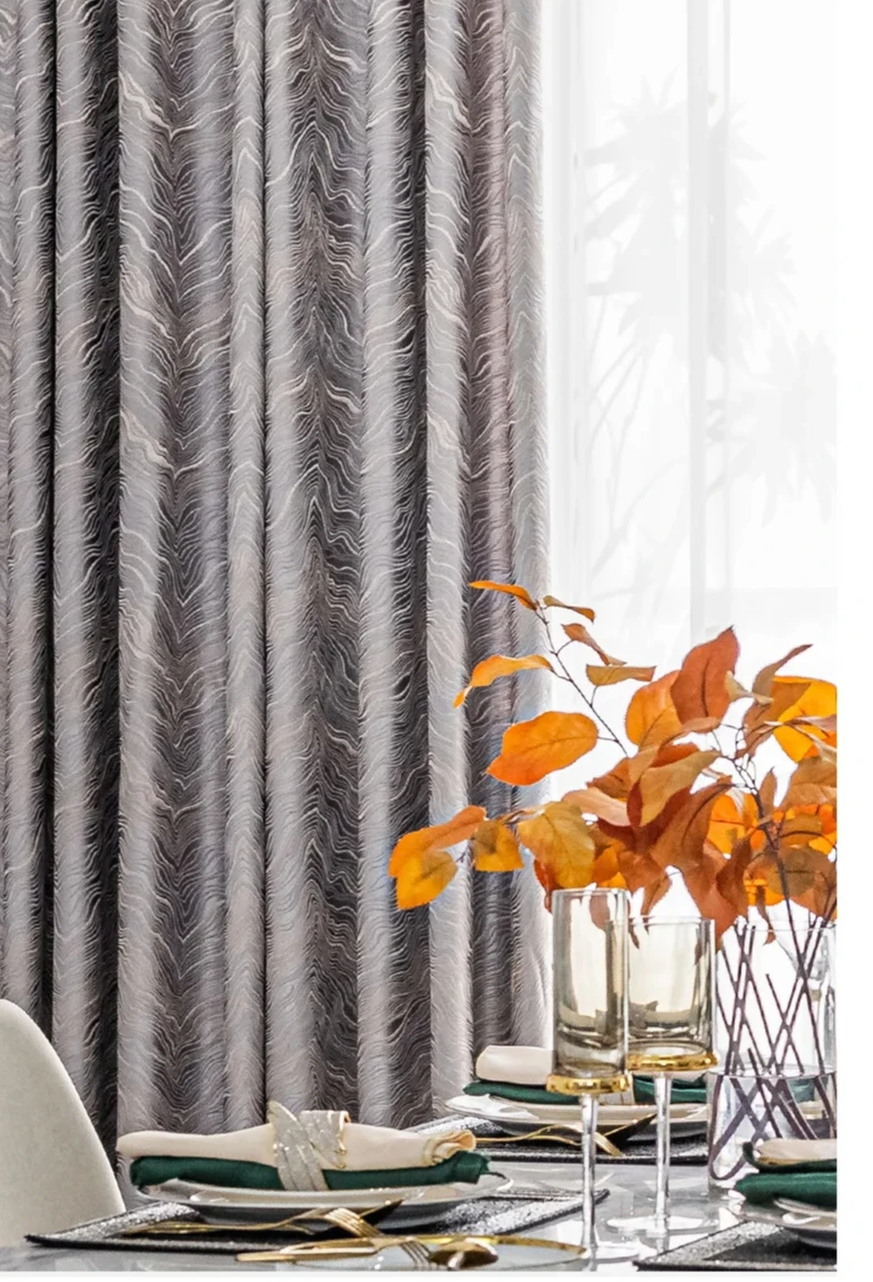 High-Precision Texture Jacquard Curtains for Living Room and Bedroom Modern Nordic Luxury Window Drapes Thicken Custom Decor
