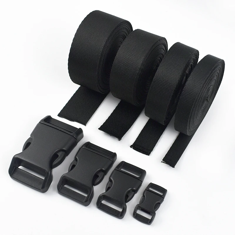 1-5Sets 10-25mm Schwarz Gurtband Kunststoff Schnallen Gürtel Schnellverschluss Schnalle Tasche Nylon Band Verschluss Hundehalsband Verschluss Haken – Detail 12