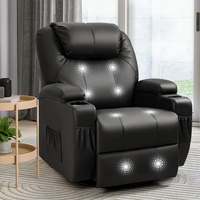 Elderly Massage Rocker Recliner Chair, Leather Adjustable Swivel Rocking Sofa with Remote Control for Living Room