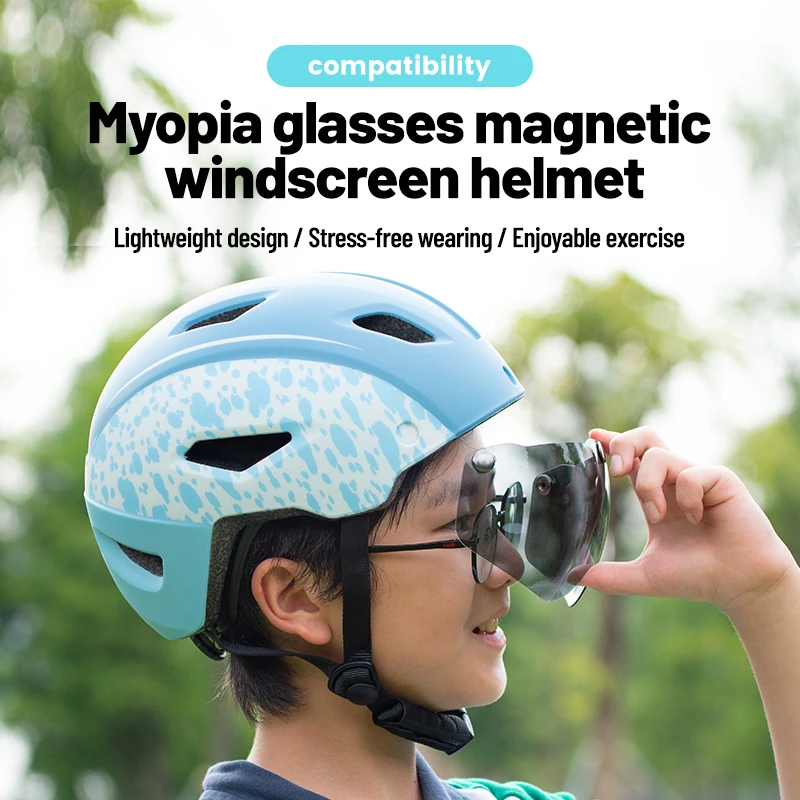 Eastinear Children's Bike Helmet With Magnetic Goggles Lightweight Breathable Outdoor Sports Bike Skateboard Riding Mini Helmet