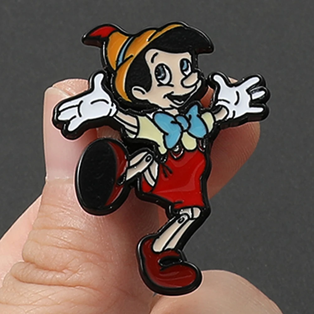 Anime Movie Pinocchio Brooches Cartoon Figure Badge for Backpack Cute Pinocchio Enamel Lapel Pins Accessories