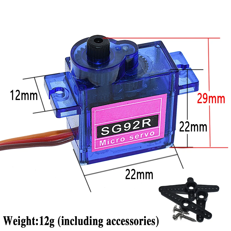 SG92R 180 °   360 °   Serwo Micro 9g 2.5KG z nylonowymi przekładniami z włókna węglowego, zamiennik SG90 do modeli RC, aeromodelarstwa, części do helikopterów — zdjęcie 4