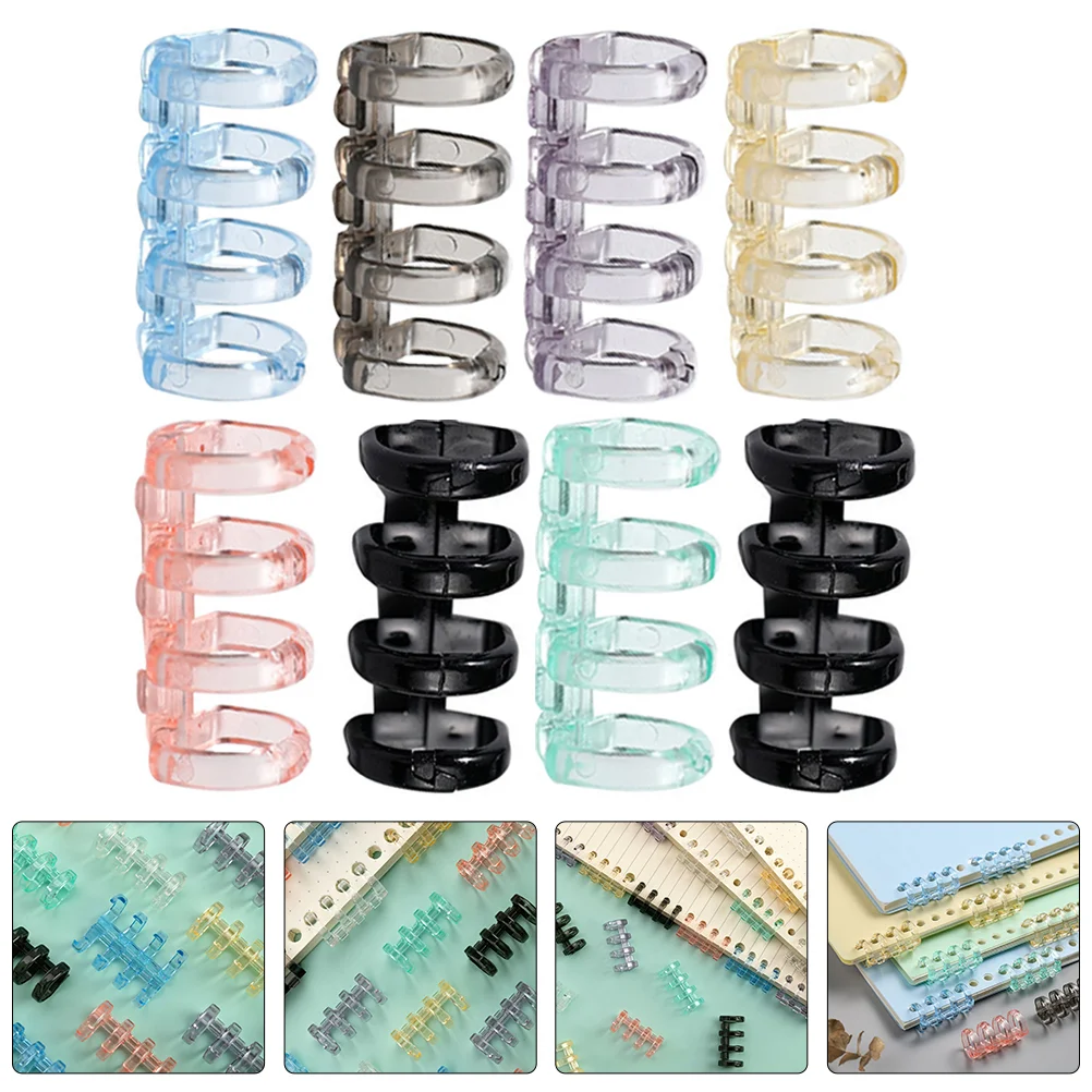 16 Pcs Removable Binder Spiral Notebook Plastic Ring Rings Split Clamp Compact 4-hole Loose-leaf