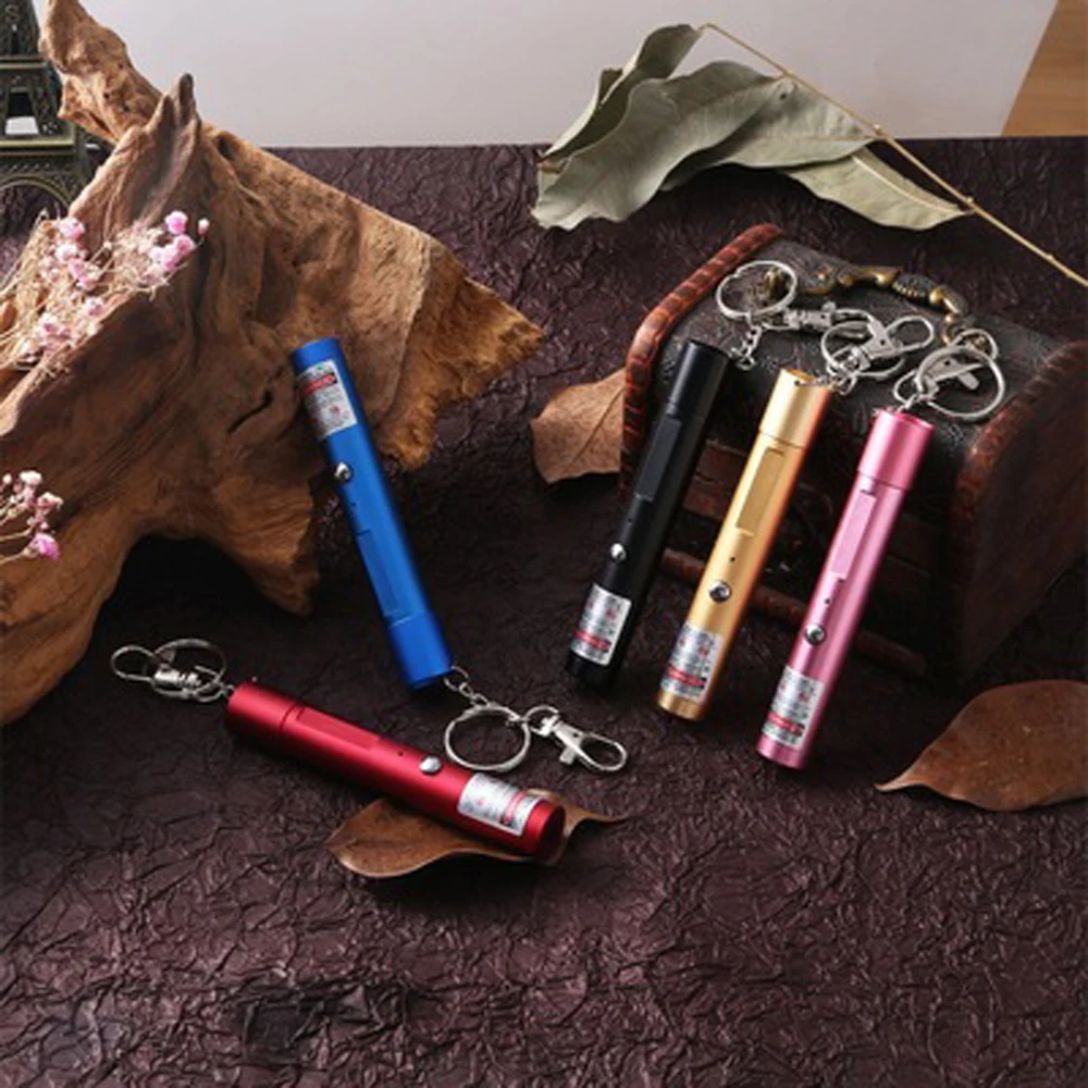 Mini 2 in1Cat Keychain Fun Pointer مؤشر ليزر محمول LED التدريب الشعلة الحيوانات الأليفة القط دغدغة لعبة مصباح يدوي