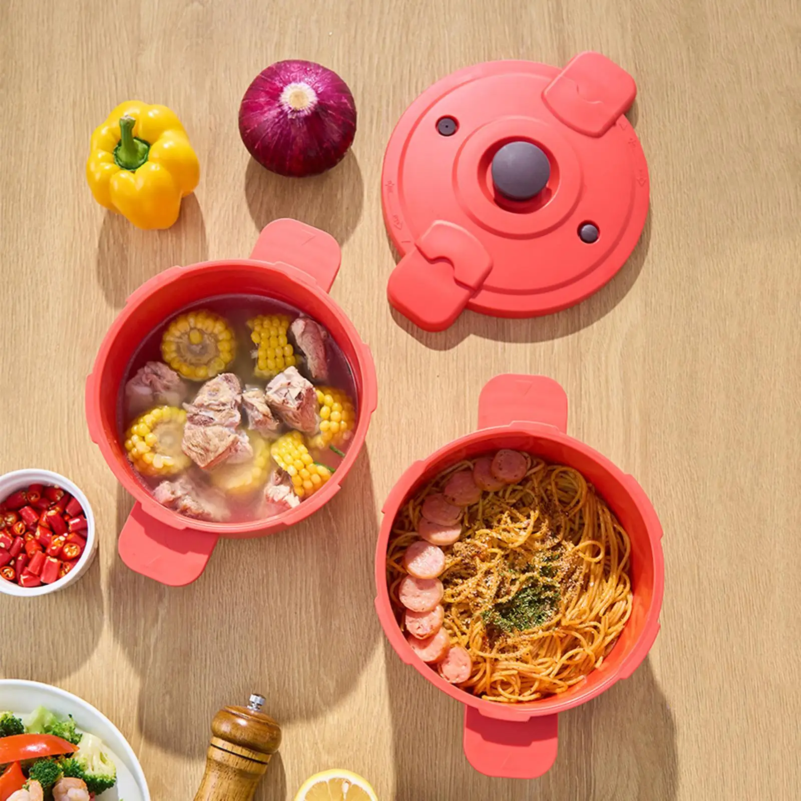 Microwave Pressure Cooker Home Use Heat Resistant Easy Clean Small Anti Scald Handle Locking Lid Multi Cooker Cookware Stew Pot