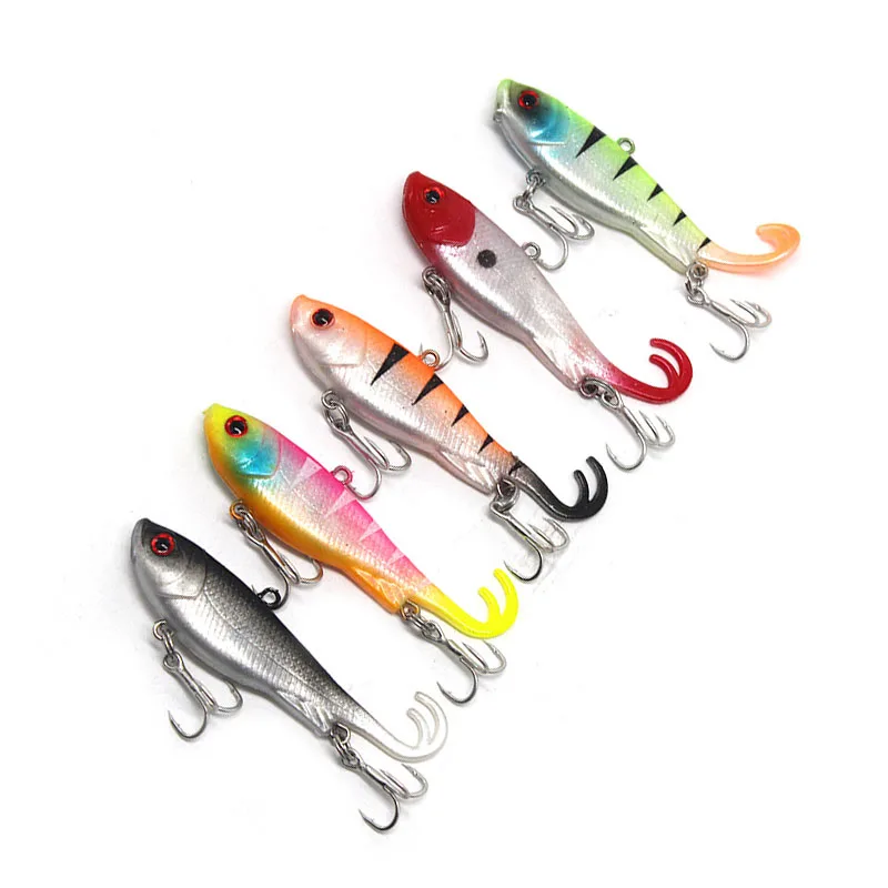 1PC NEW Soft bait Vib lure roll Tail 6.5cm13g Soft vib fish Vibrating With Fork Tail Fishing lures pesca jigg winter Lead bait