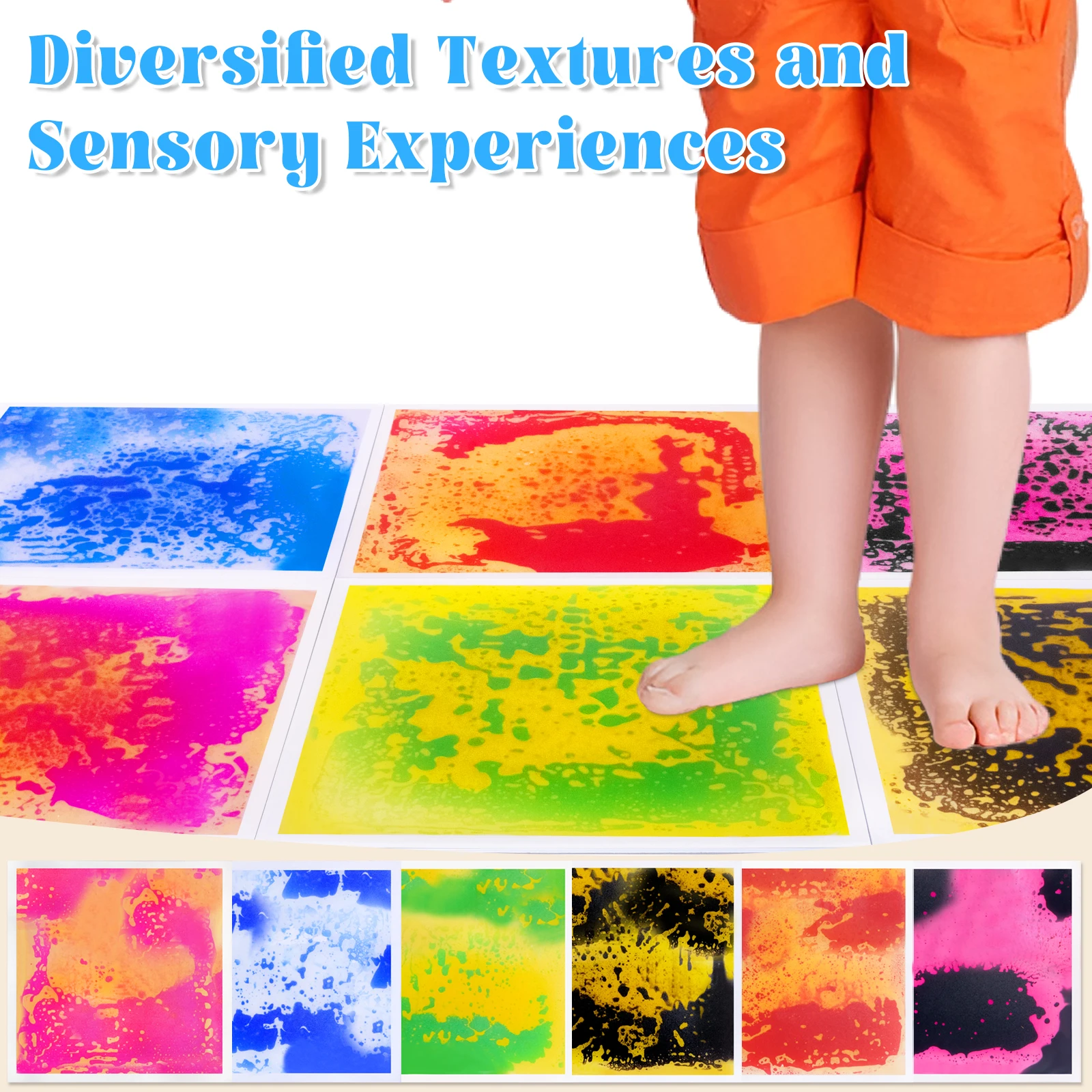 แผ่นกระเบื้องสัมผัสสำหรับเด็ก แผ่นสัมผัสเพื่อการเรียนรู้สำหรับเด็กออทิสติก เหมาะสำหรับพื้นที่สำรวจทางประสาทสัมผัสของเด็ก