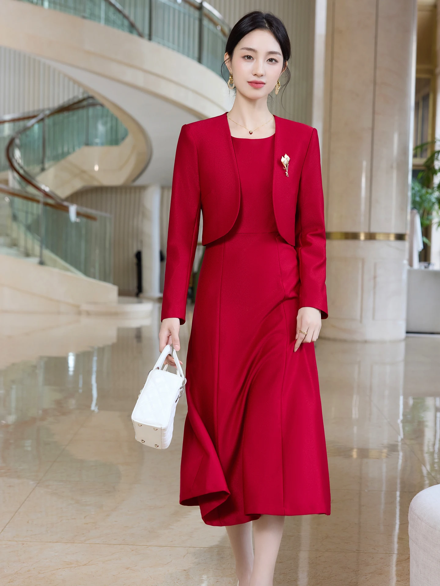 Alyssa Fashionable business women's wear, dresses and blazer Set, elegant and elegant, 2026 autumn and winter new series