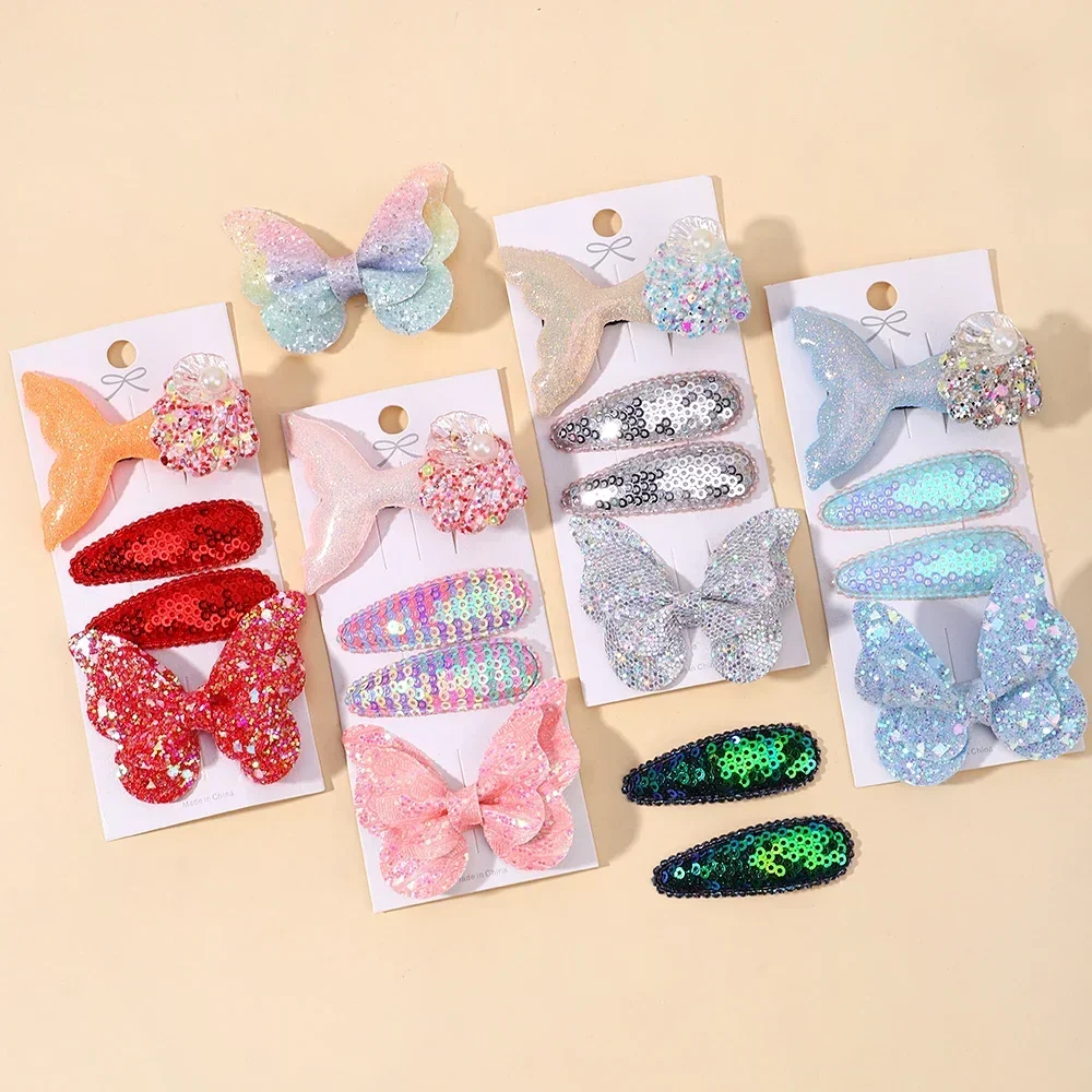 1Set Fresh Hair Clip Set Flower Printe Sweet Butterfly Hairpins Children BB Hair Bangs Clips Barrettes Girl Headwear Accessories