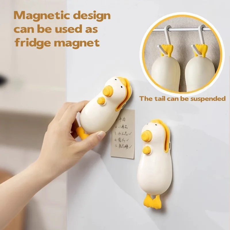 Cute Duck Rechargeable Handheld Sealer, ABS Silicone 400mAh Portable Seal Cutter for Snack Spice Pet Food Fruit Bags view 2