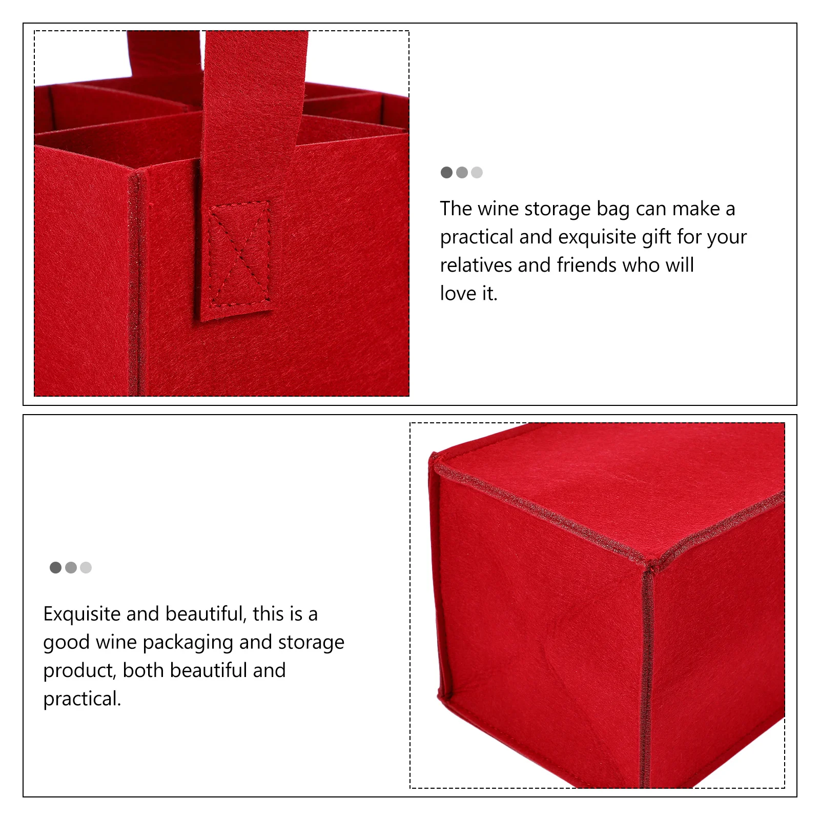 

3 Pcs Tote Bags Carrier Carrier Pouch Felt Material Large Capacity Reusable Glass Packaging Gifts
