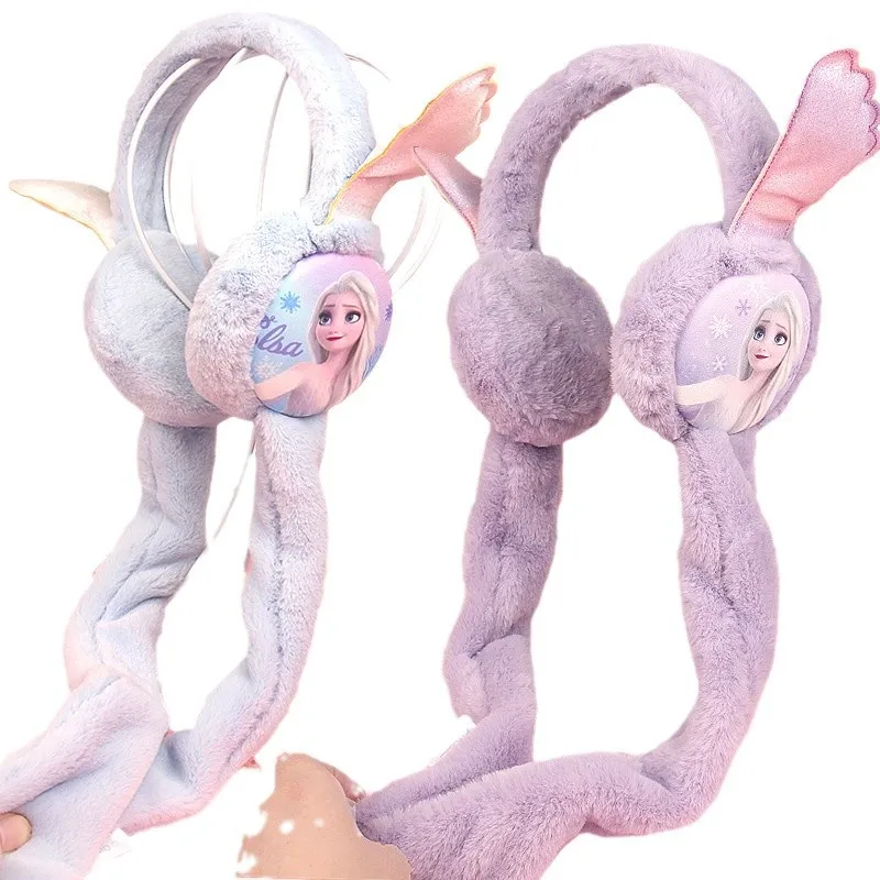 Miniso 디즈니 귀마개 얼음과 눈 공주 Aisa 어린이 이동 여성 겨울 따뜻한 귀 보호 및 따뜻한 귀 가방