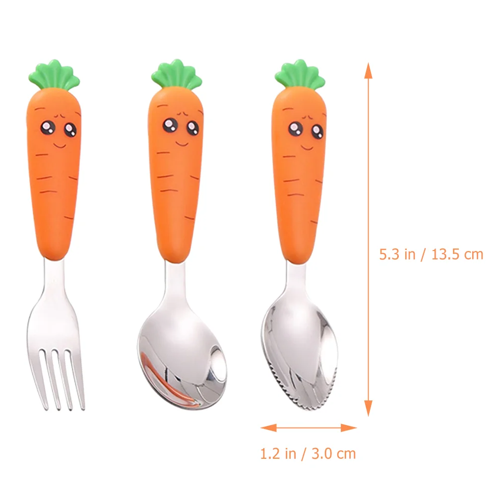 Radish Fruit Spoon Serving Utensils Baby Fork and Tableware Set Infant Scraping Stainless Steel Spoons Toddler Forks