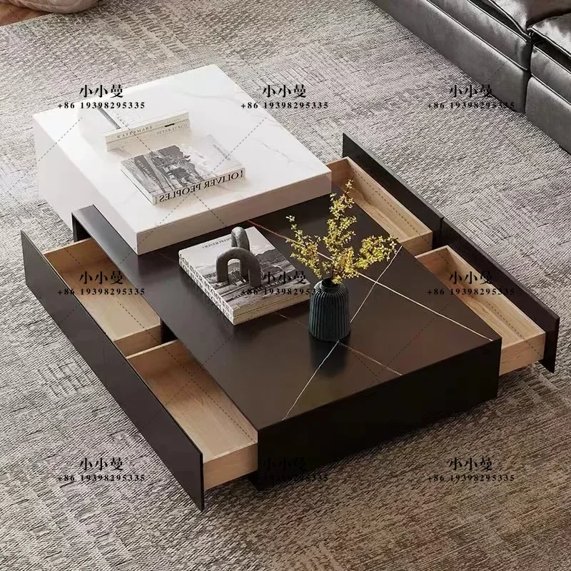 Italian minimalist rock slab modern simple living room household rectangular table