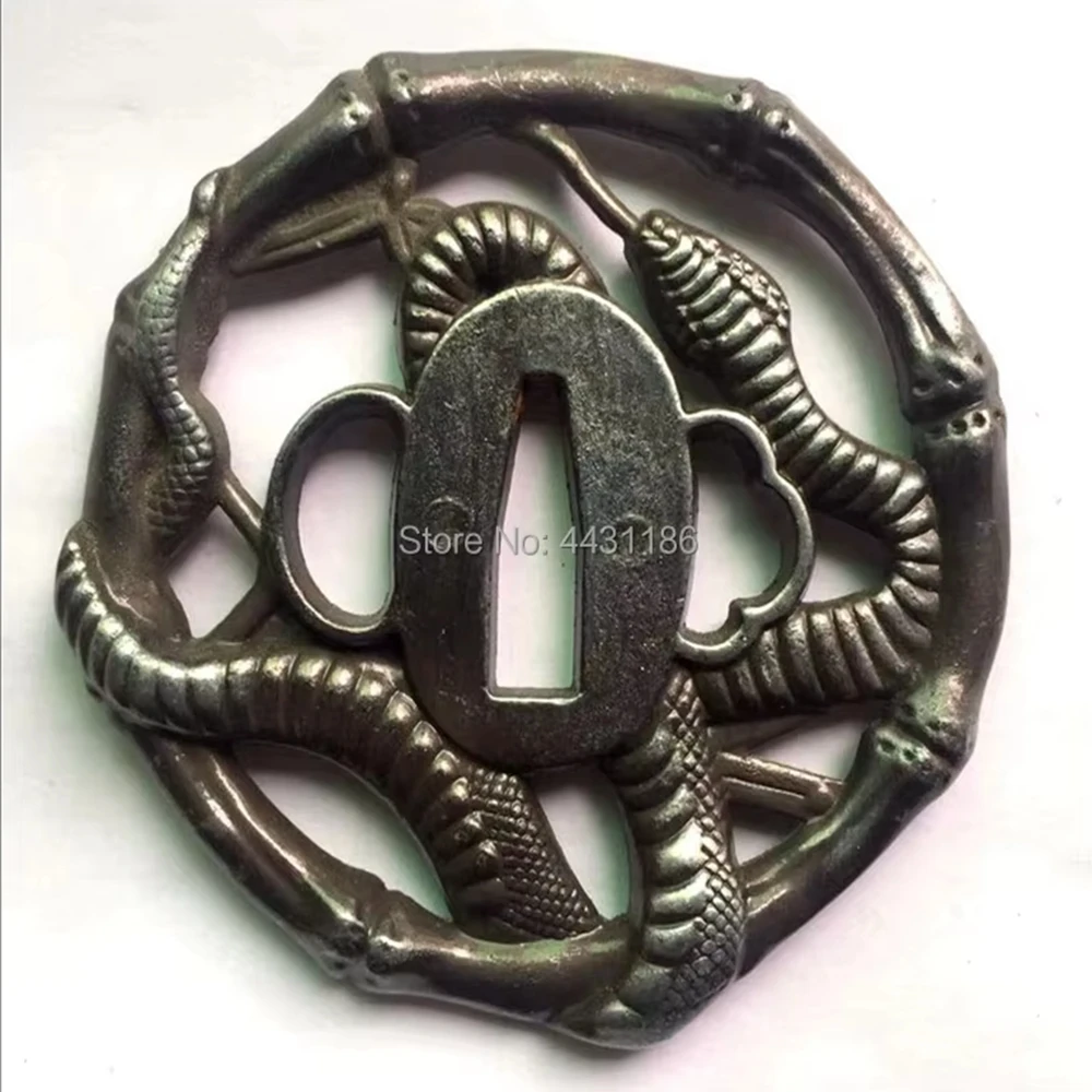 Wonderful Snake Bamboo Theme Tsuba Japanese Sword Alloy Guard For Katana Wakizashi Tanto Knife Handguard DIY Fittings