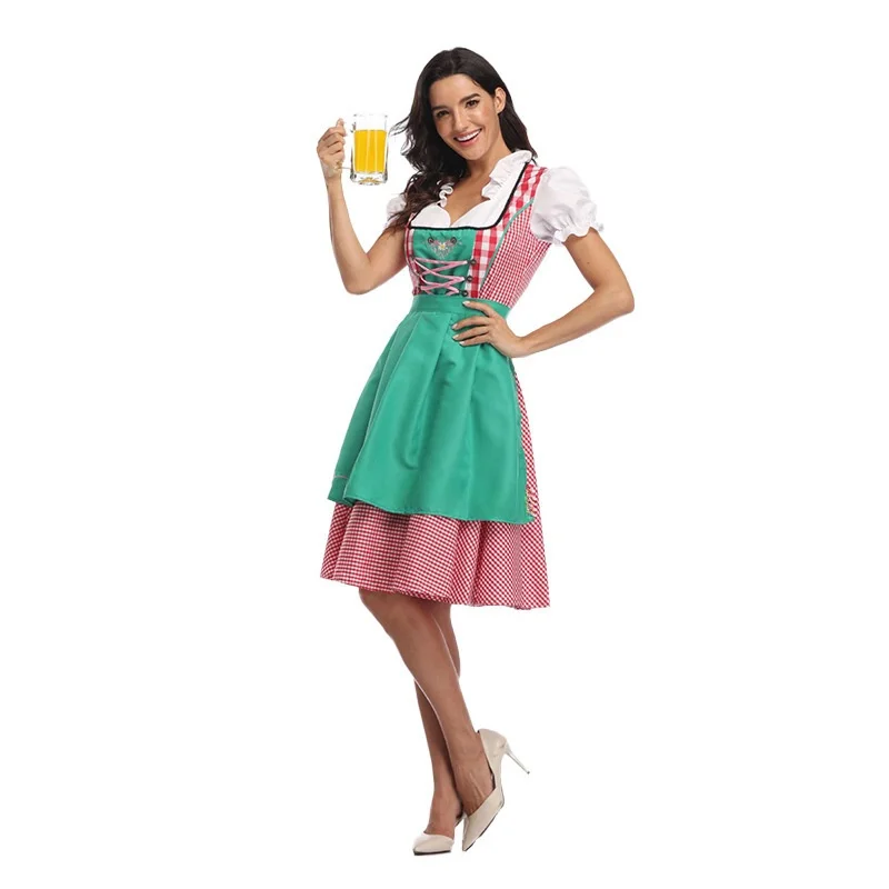 Munich Beer Festival Plaid Dress S5XL Popular Beer Costume Party Skirt Women's Ethnic Wear Stage Costume Summer 2026