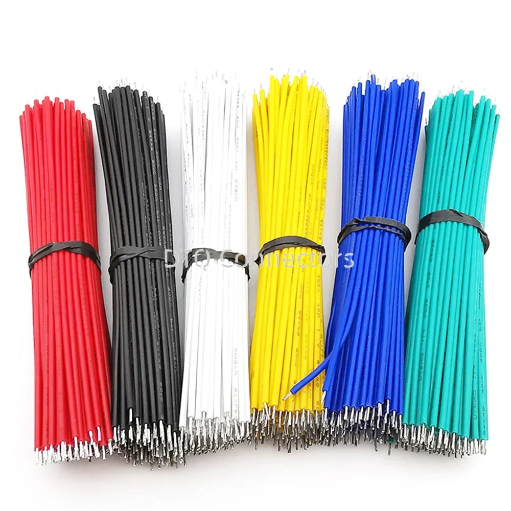 100PCS 6 Colors 26/24/22/20/18AWG jumper soldering wire UL1007 wire connection wire double ended tinned wire electrical wire