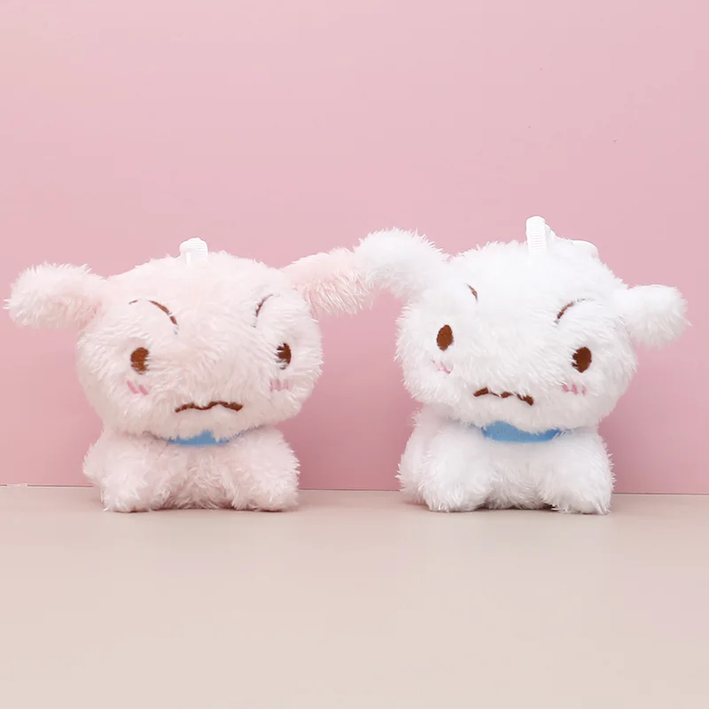 12cm Crayon Shin-chan Anime Peripheral Kawaii Shiro Q Version Plush Doll Keychain Backpack Pendant Toys Gift