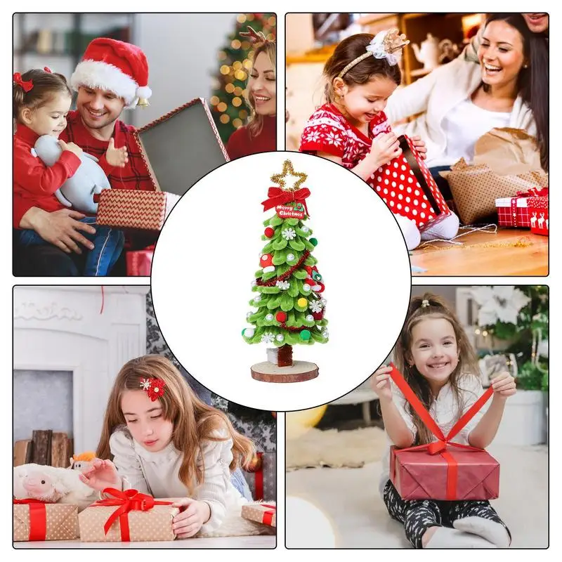 Albero di Natale Artigianato fatto a mano Bacchetta attorcigliata Kit d'arte per albero di Natale Detergenti per tubi interattivi Kit artigianali Divertimento albero di Natale