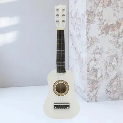 

Totority 21 inch Acoustic Guitar for Kids Beginner Wooden Mini Guitar White Craft Instrument