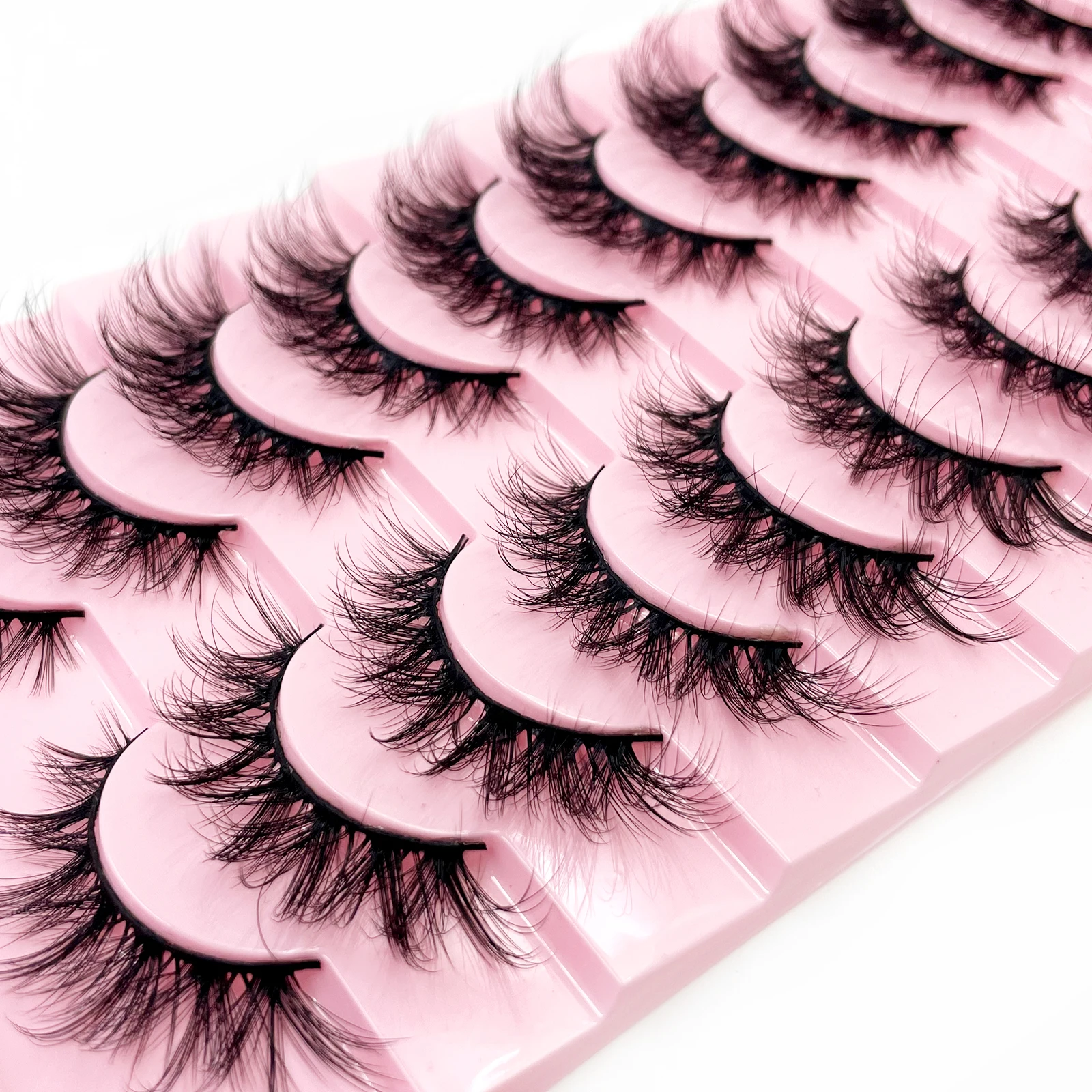 10 أزواج من رموش المنك المزيفة الطبيعية الطويلة المتقاطعة Wispy رقيق قصير الجمال الرموش الموسعة الرموش الصناعية الطبيعية #5