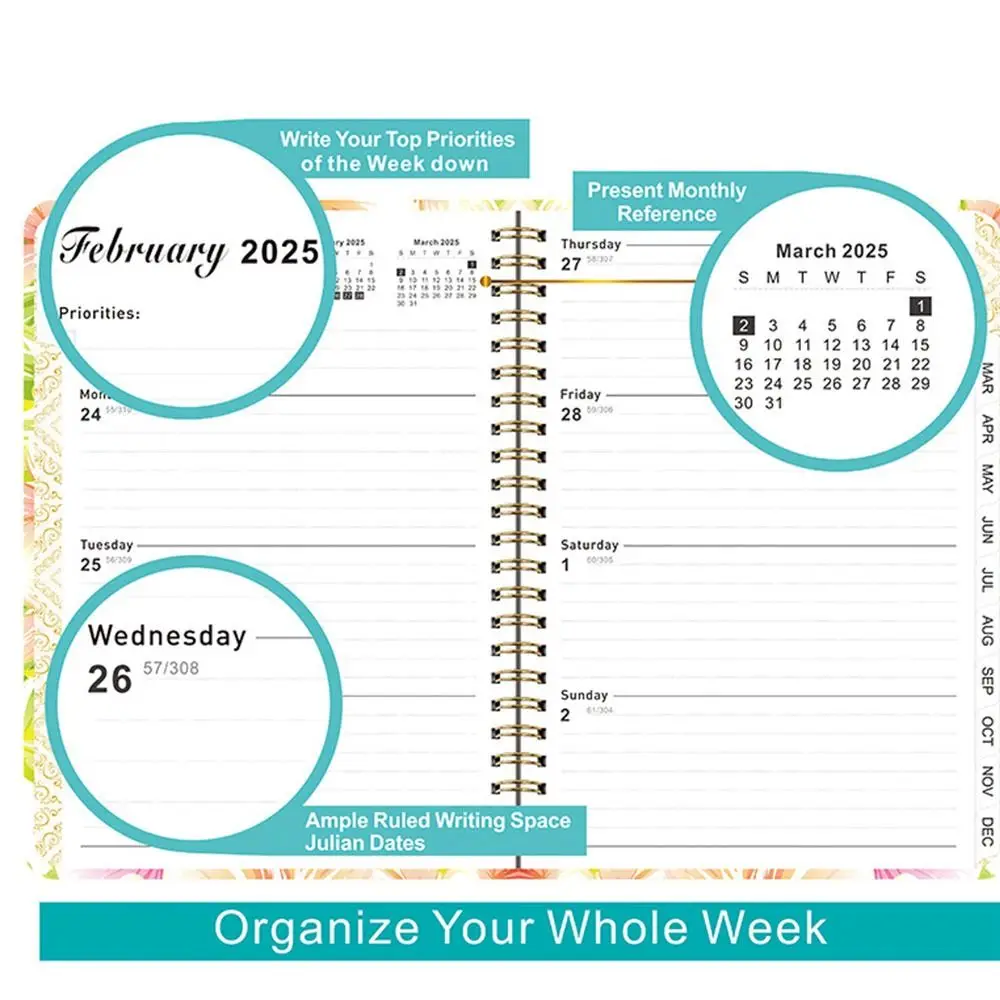 Thicken 2025 Agenda Planner Notebook Time Organizer Diary Weekly Planner A5 Schedules Notepad Loose-leaf Coil