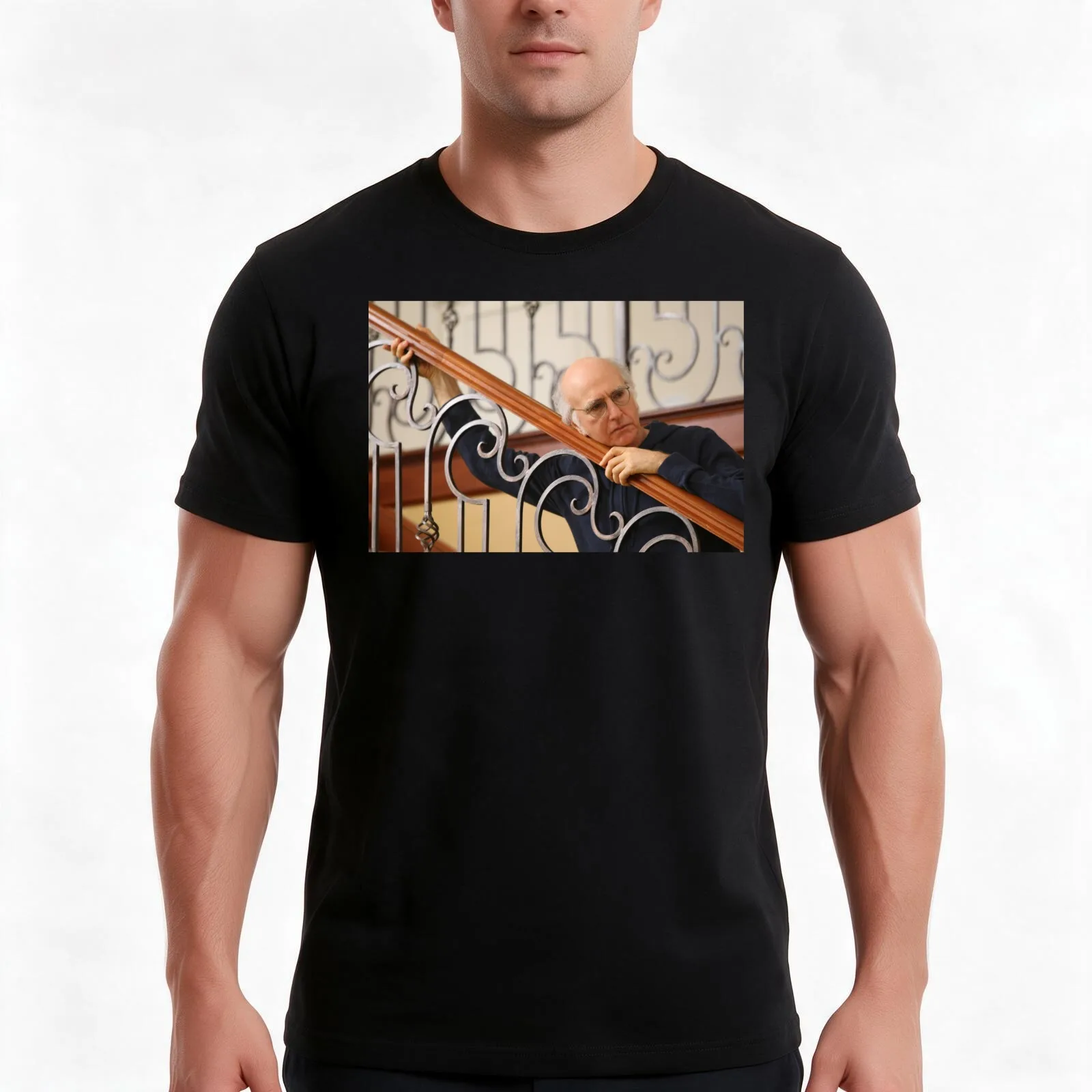 Curb your larry david T-Shirt, Summer Casual Cotton Tee, Oversized Streetwear Tops, Vintage Graphic Print, Unisex Men Women