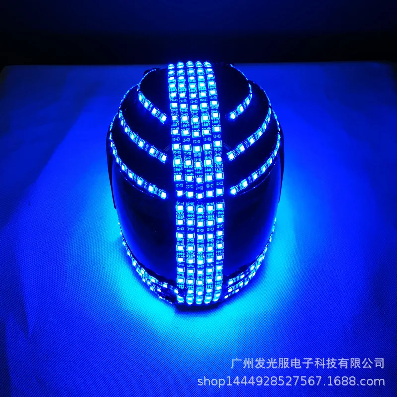 Colorful LED Glowing Helmet Full Helmet Headgear Remote Control Color Changing Performance Props Colorful Masks Halloween