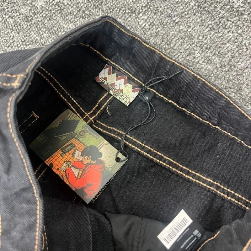 Derschutze جينز مستقيم الساق 1:1 أفضل جودة ريترو التطريز الزهور Derschutze رجل الدينيم السراويل #4