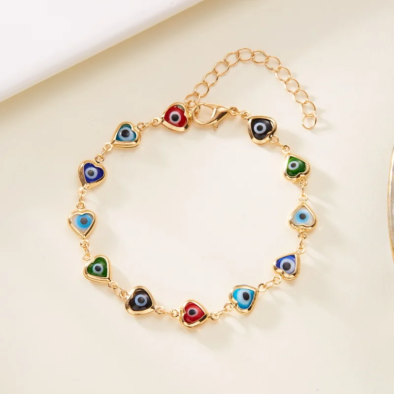 Vintage Gold Farbe Kette Armband für Frauen Elegante Schwarz Zirkon Herz Blume Kirsche Armband Hochzeit Party Mode Schmuck – Detail 14