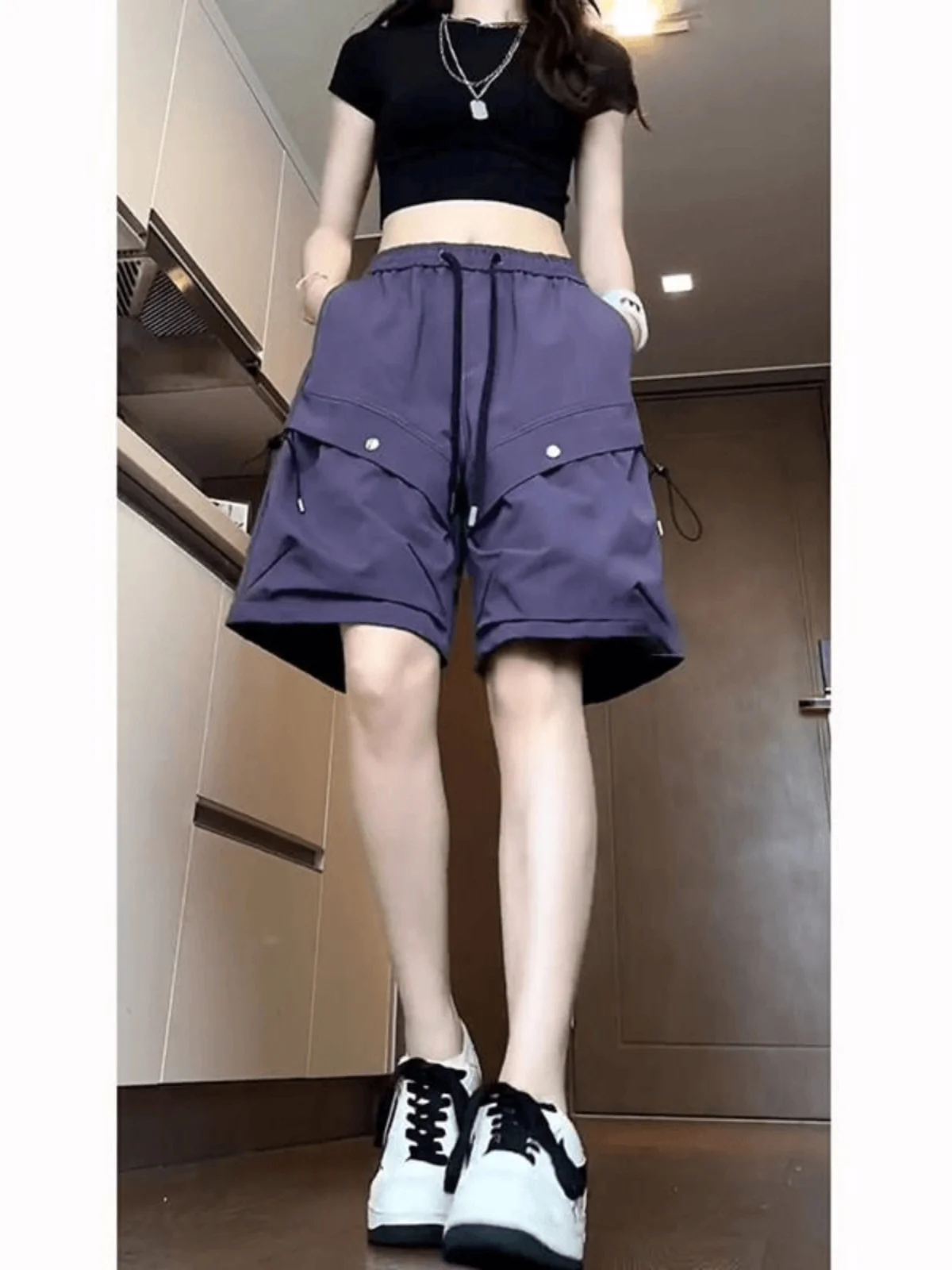 High Waist Nylon Workwear orts Men's Outerwear Small Size Qui Dry Sixths Pants Youthful Energy Straight Leg Anti-Wrinkle