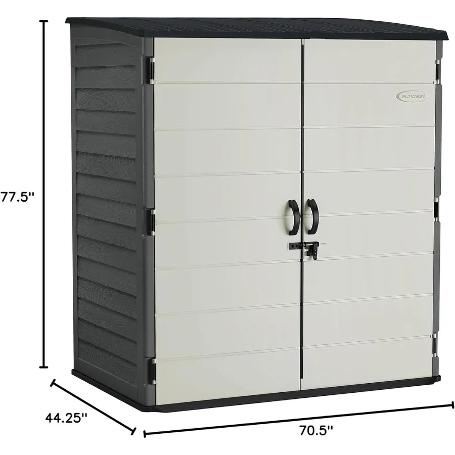 XL Vertical Storage Shed, 106 Cu Ft, Lockable Doors, Iron Ore Gray