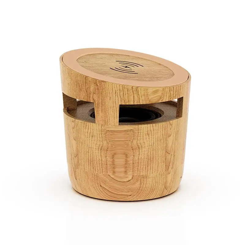 2023 New Portable Outdoor Sport Smart Wood Bluetooth Speaker Wireless Charger Bluetooth Speaker Wood Grain Wheat Straw Subwoofer