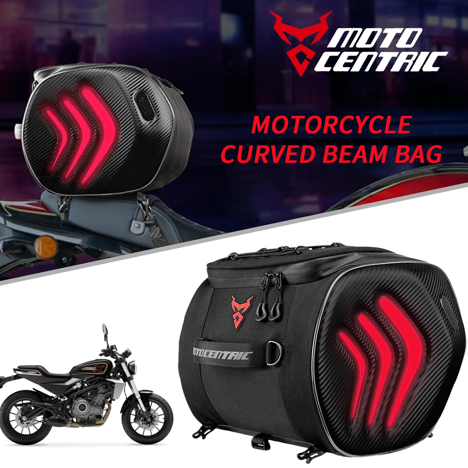 العالمي للدراجات النارية مضيئة حقيبة خفيفة متعددة الوظائف ثنائي الغرض الرجعية منحني شعاع/الذيل سكوتر الشارع سيارة المقعد الأمامي والخلفي