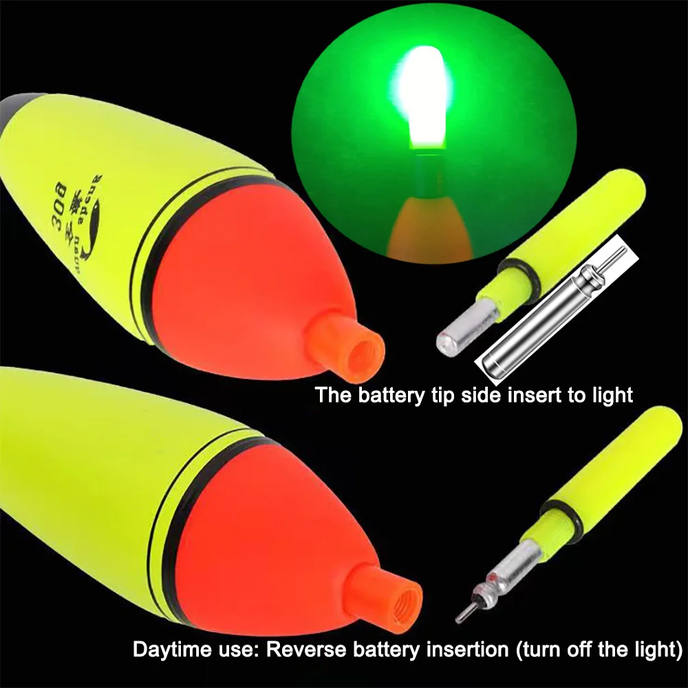 مصباح ليد عائم للصيد ، عوامة بذيل طويل ، معدات صخرية ، ليل النهار ، بوبر عمودي ، شاحن يو إس بي إيفا ، مصباح بطارية CR425 ، 5 جم ، جي