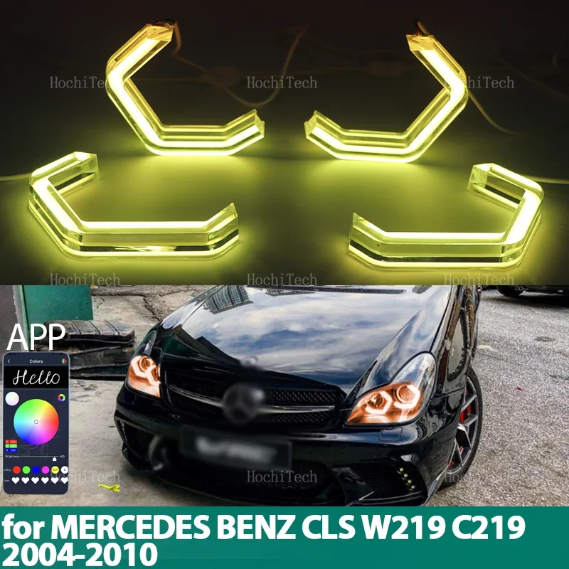 

M4 Style RGB Ring Angel Eyes Phone APP control remote LED Tuning Headlight Light Rings for MERCEDES BENZ CLS W219 C219 2004-2010