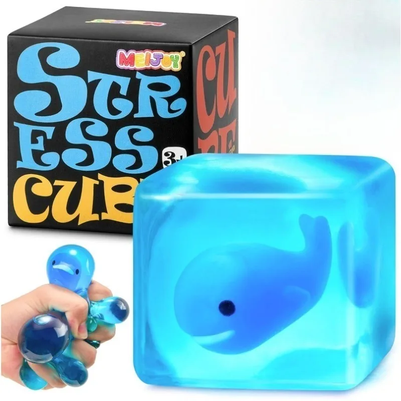 

1 Piece Whale Ocean Ice Cube Shaped Blue Ocean Animal Ice Cube Squishy Toy Slow Rebound 3D Marshmallow Toy Squeezable and Kneadable Fun Toy Cartoon Small Pattern Design