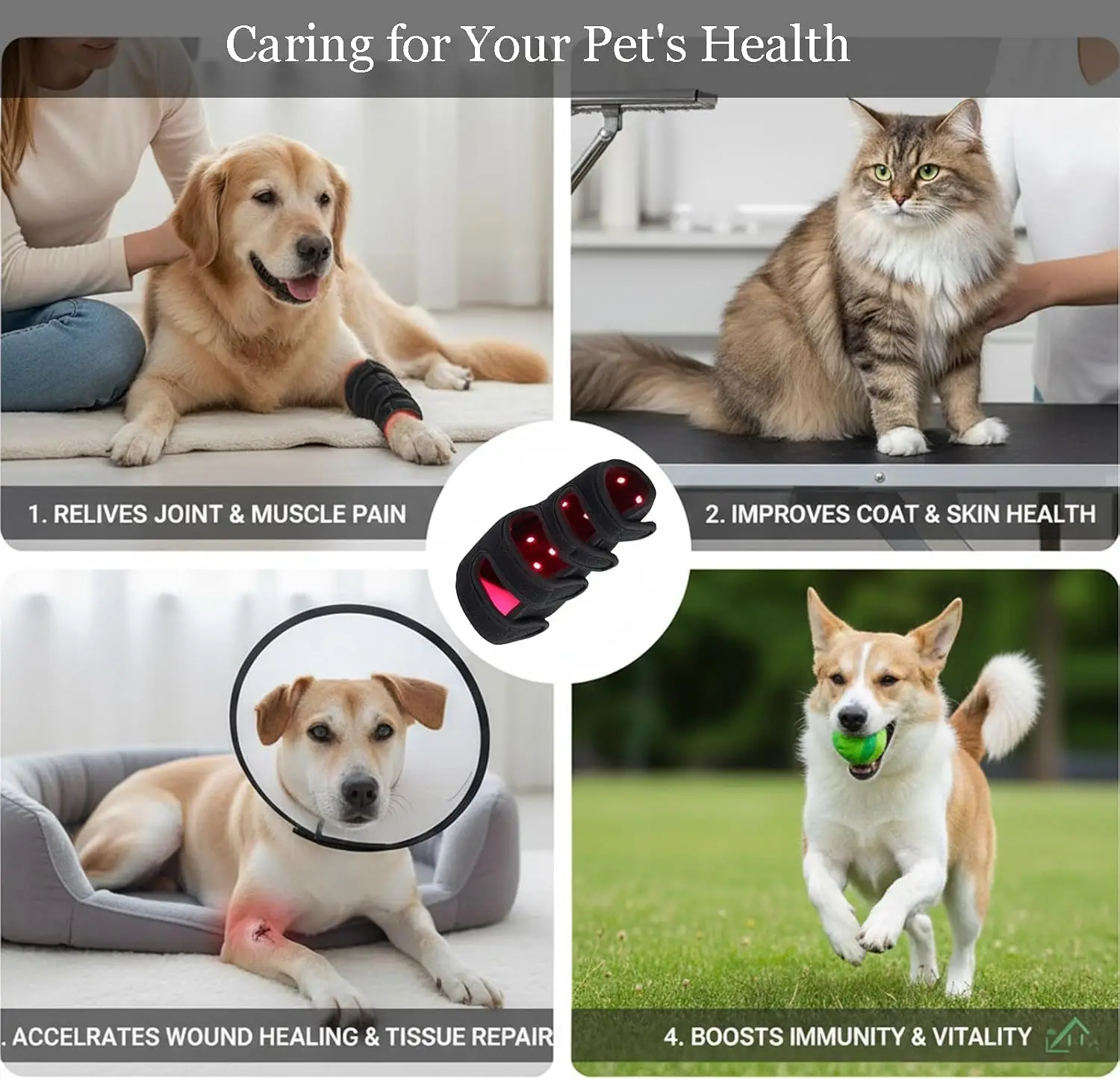 Red Light Therapy Wrap for Pet Leg- 660&850 nm Infrared Healing Light Therapy for Dogs, Cats Muscle & Joint Pain Relief - view 3
