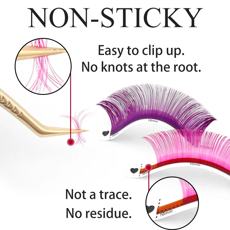 Rose Pink/Purple/ Yellow/Green/Blue/Pink 6 Colors Rainbow Macaron color Hand Woven Premium Synthetic Mink Eyelashes